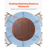 24 in Wood Lazy Susan Turntable, 360° Rotation Round Clear Tabletop Rotating Tray, Acacia Wood Dining Table Centerpiece, Smooth and Silent Spin, for Family Gatherings, Banquets and Weddings